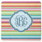 Retro Horizontal Stripes Square Rubber Backed Coaster (Personalized)