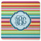 Retro Horizontal Stripes Square Rubber Backed Coaster (Personalized)