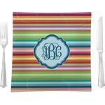 Retro Horizontal Stripes 9.5" Glass Square Lunch / Dinner Plate- Single or Set of 4 (Personalized)