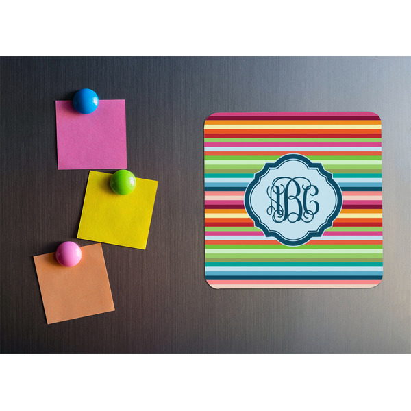 Retro Horizontal Stripes Square Fridge Magnet - LIFESTYLE
