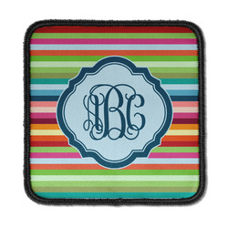Retro Horizontal Stripes Iron On Square Patch w/ Monogram