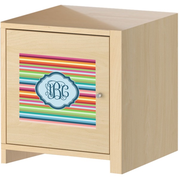 Retro Horizontal Stripes Square Wall Decal on Wooden Cabinet