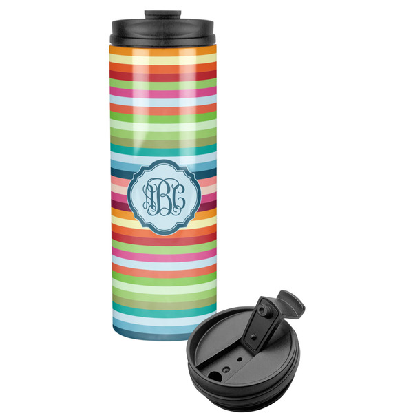 Custom Retro Horizontal Stripes Stainless Steel Skinny Tumbler (Personalized)