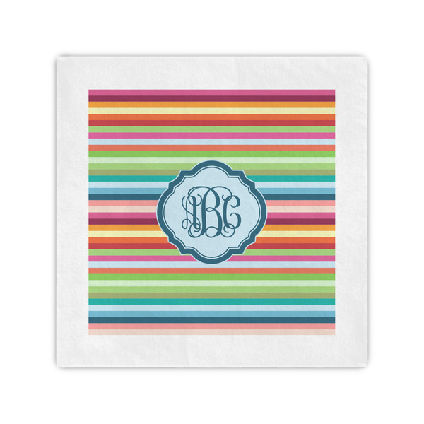 Custom Retro Horizontal Stripes Standard Cocktail Napkins (Personalized)