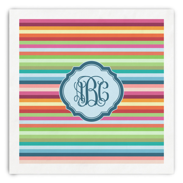 Custom Retro Horizontal Stripes Paper Dinner Napkins (Personalized)