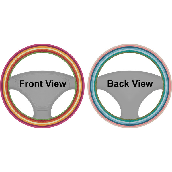 Retro Horizontal Stripes Steering Wheel Cover- Front and Back