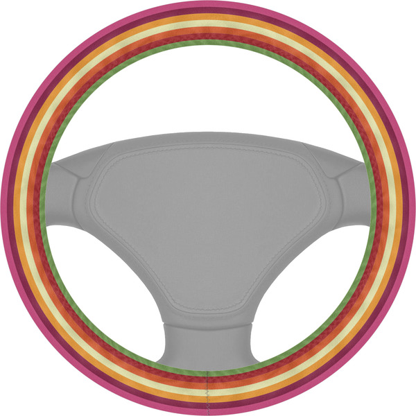 Custom Retro Horizontal Stripes Steering Wheel Cover
