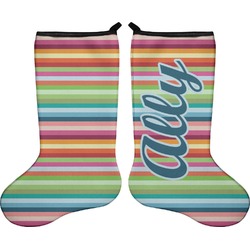 Retro Horizontal Stripes Holiday Stocking - Double-Sided - Neoprene (Personalized)
