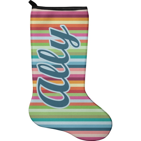 Custom Retro Horizontal Stripes Holiday Stocking - Neoprene (Personalized)