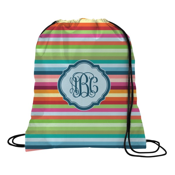 Custom Retro Horizontal Stripes Drawstring Backpack (Personalized)