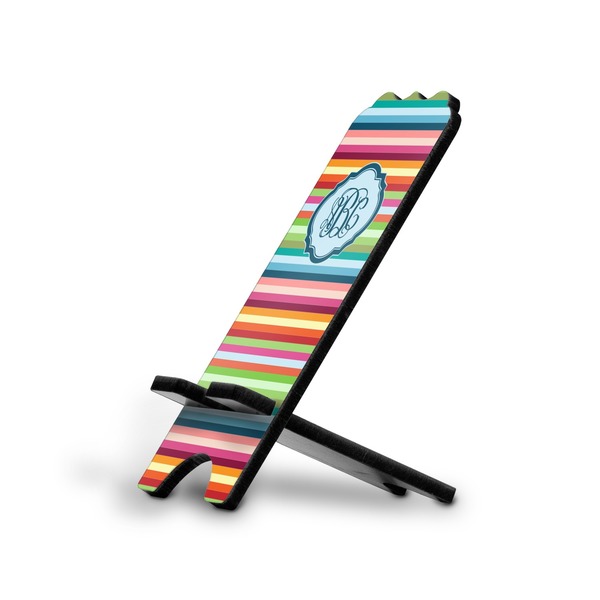 Custom Retro Horizontal Stripes Stylized Cell Phone Stand - Small w/ Monograms