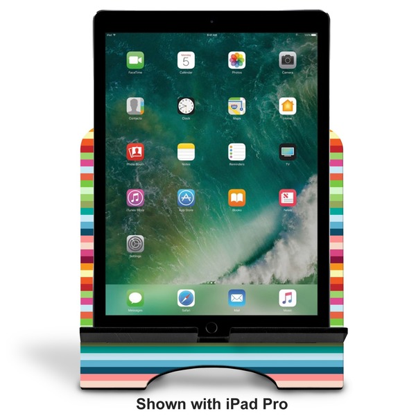 Retro Horizontal Stripes Stylized Tablet Stand - Front with ipad