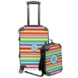 Retro Horizontal Stripes Kids 2-Piece Luggage Set - Suitcase & Backpack (Personalized)