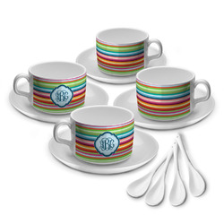 Retro Horizontal Stripes Tea Cup - Set of 4 (Personalized)