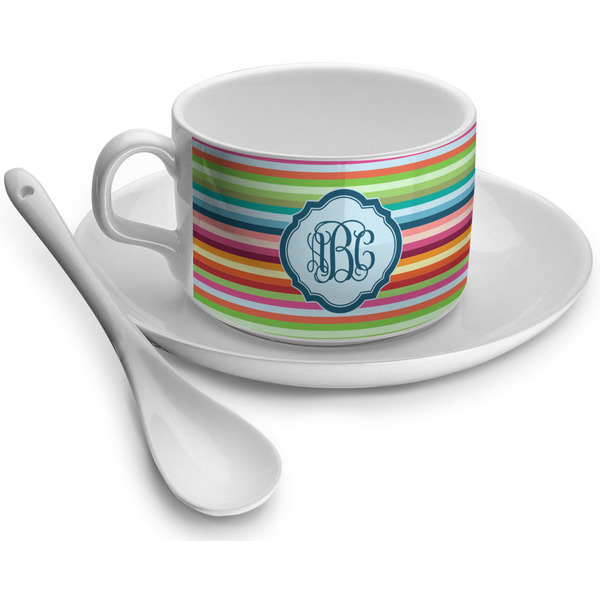 Custom Retro Horizontal Stripes Tea Cup (Personalized)