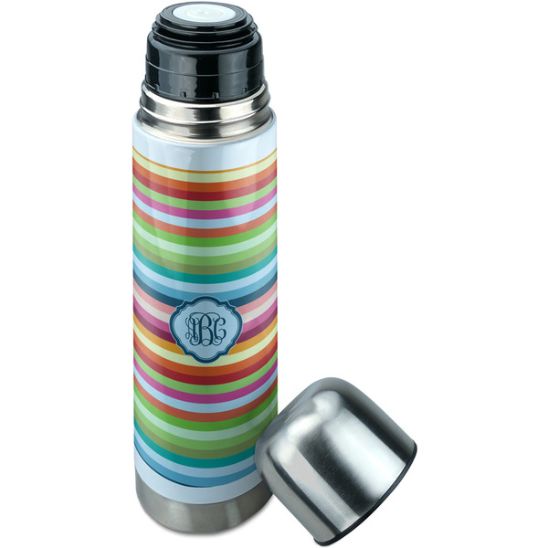 Retro Horizontal Stripes Thermos - Lid Off