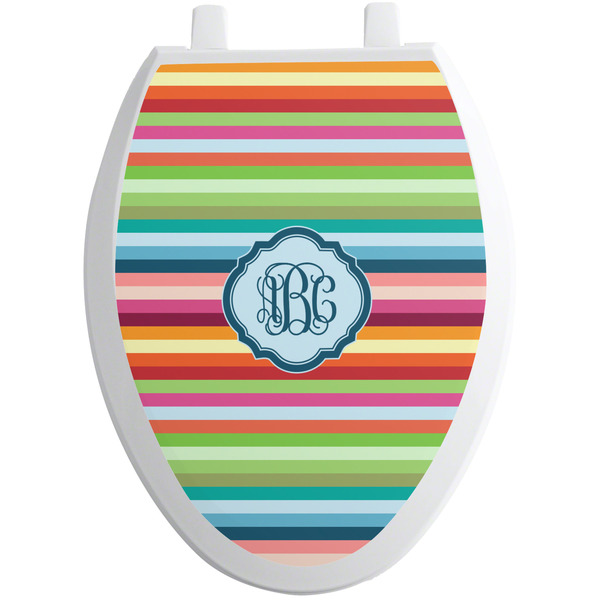 Retro Horizontal Stripes Toilet Seat Decal (Personalized)