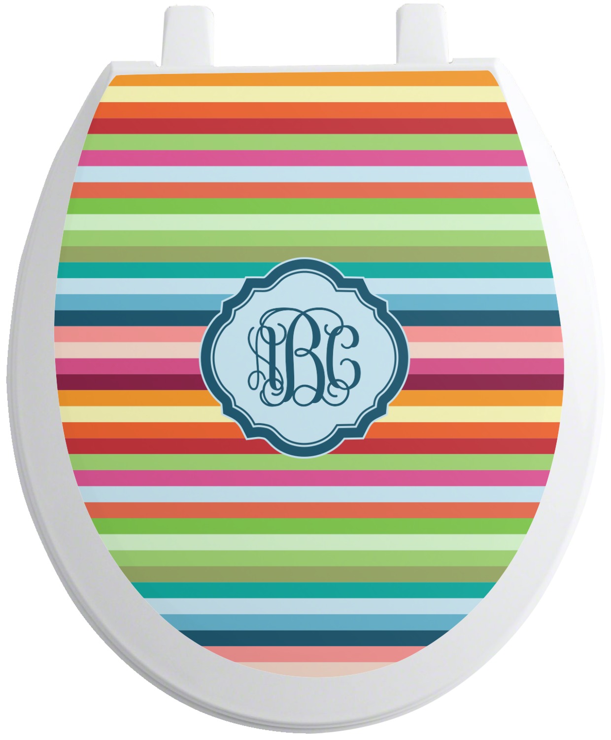 Retro Horizontal Stripes Toilet Seat Decal Elongated (Personalized