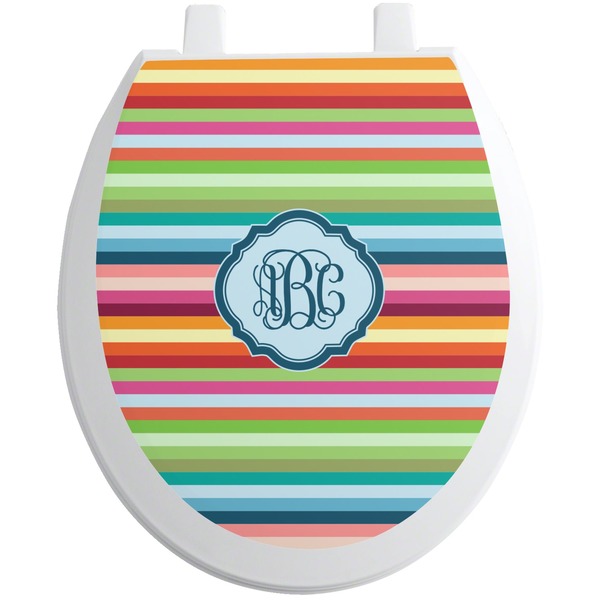 Custom Retro Horizontal Stripes Toilet Seat Decal (Personalized)