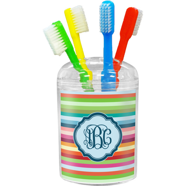 Custom Retro Horizontal Stripes Toothbrush Holder (Personalized)
