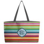 Retro Horizontal Stripes Beach Totes Bag - w/ Black Handles (Personalized)