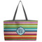 Retro Horizontal Stripes Beach Totes Bag - w/ Black Handles (Personalized)