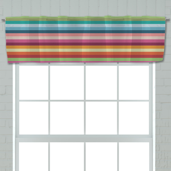 Retro Horizontal Stripes Valance - Closeup on window