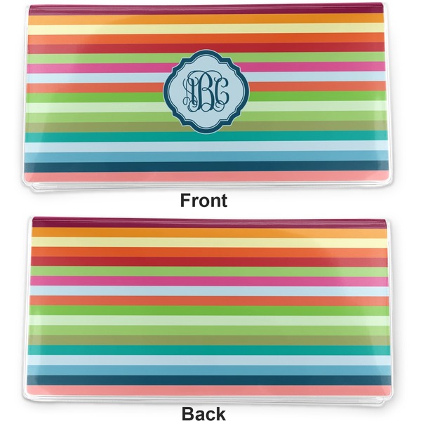 Retro Horizontal Stripes Vinyl Check Book Cover - Front and Back