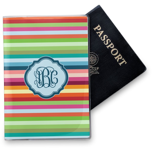 Custom Retro Horizontal Stripes Vinyl Passport Holder (Personalized)