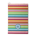 Retro Horizontal Stripes Waffle Weave Golf Towel (Personalized)