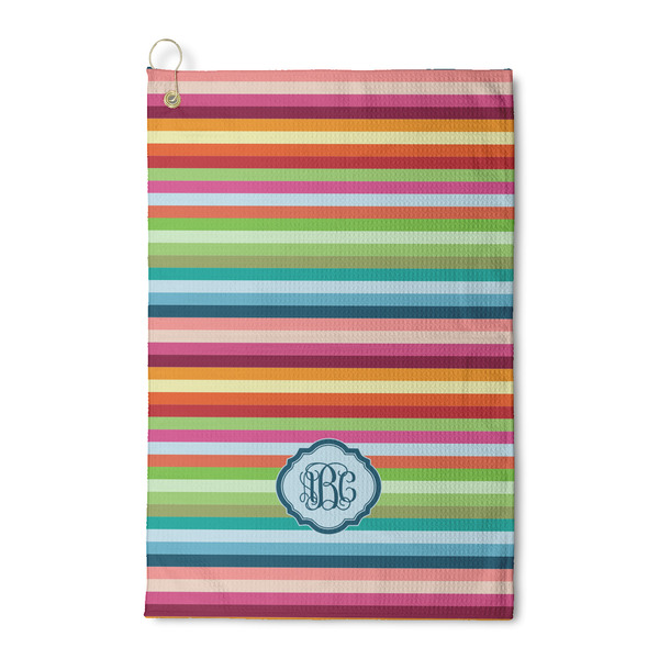Custom Retro Horizontal Stripes Waffle Weave Golf Towel (Personalized)
