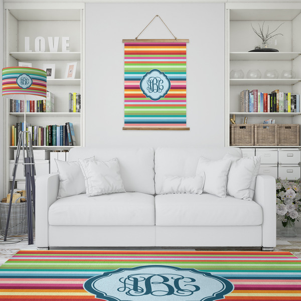 Retro Horizontal Stripes Wall Hanging Tapestry - Portrait - IN CONTEXT