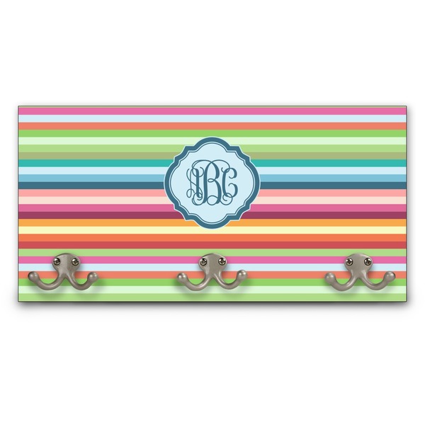 Custom Retro Horizontal Stripes Wall Mounted Coat Rack (Personalized)