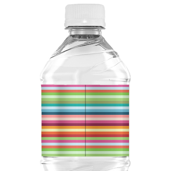 Retro Horizontal Stripes Water Bottle Label - Back View