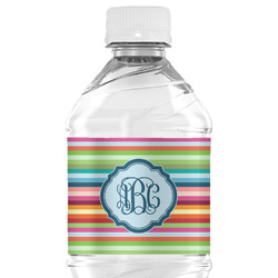 Retro Horizontal Stripes Water Bottle Labels - Custom Sized (Personalized)