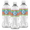 Retro Horizontal Stripes Water Bottle Labels - Front View