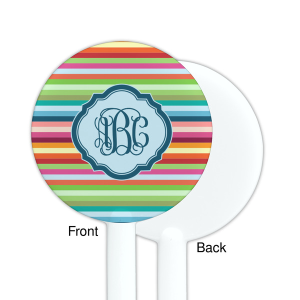 Retro Horizontal Stripes White Plastic 5.5" Stir Stick - Single Sided - Round - Front & Back
