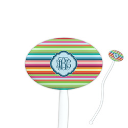 Retro Horizontal Stripes Oval Plastic Stir Sticks (Personalized)