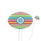 Retro Horizontal Stripes 7" Oval Plastic Stir Sticks - White - Single Sided (Personalized)