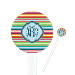 Retro Horizontal Stripes 7" Round Plastic Stir Sticks - White - Single Sided (Personalized)