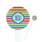 Retro Horizontal Stripes 7" Round Plastic Stir Sticks - White - Single Sided (Personalized)
