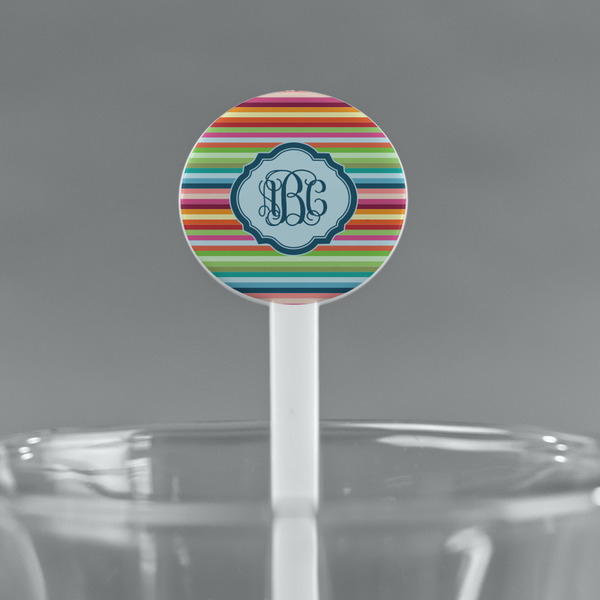 Retro Horizontal Stripes White Plastic 7" Stir Stick - Round - Main