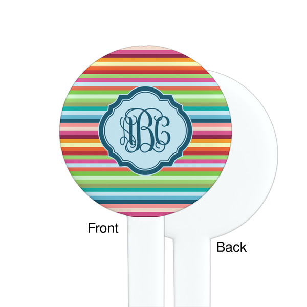 Retro Horizontal Stripes White Plastic 7" Stir Stick - Single Sided - Round - Front & Back