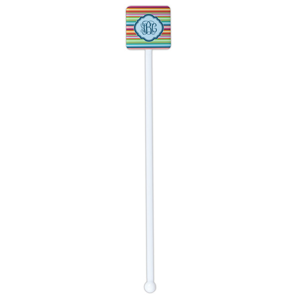 Retro Horizontal Stripes White Plastic Stir Stick - Single Sided - Square - Single Stick