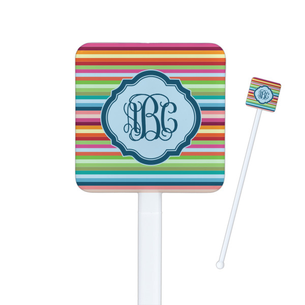 Custom Retro Horizontal Stripes Square Plastic Stir Sticks (Personalized)