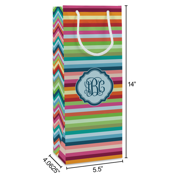 Retro Horizontal Stripes Wine Gift Bag - Dimensions