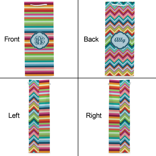 Retro Horizontal Stripes Wine Gift Bag - Gloss - Approval