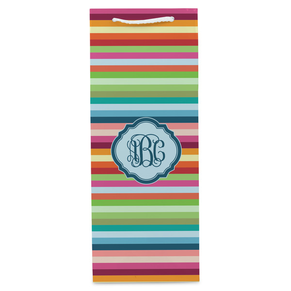 Retro Horizontal Stripes Wine Gift Bag - Matte - Front
