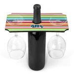 Retro Horizontal Stripes Wine Bottle & Glass Holder (Personalized)