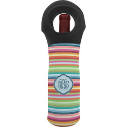 Retro Horizontal Stripes Wine Tote Bag w/ Monogram